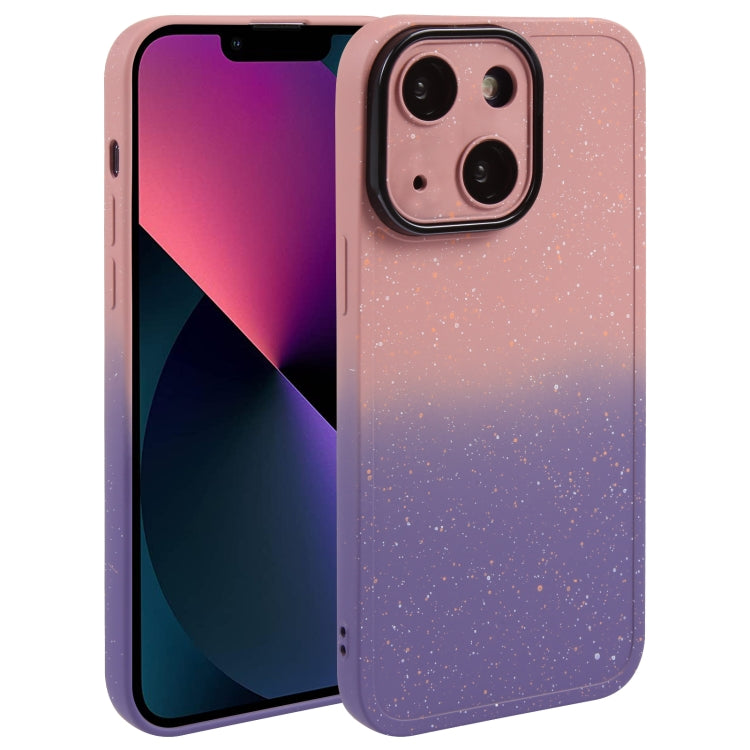 For iPhone 13 Gradient Starry Silicone Phone Case with Lens Film(Pink Purple) - free shipping - PMC TechLife - Order now!
