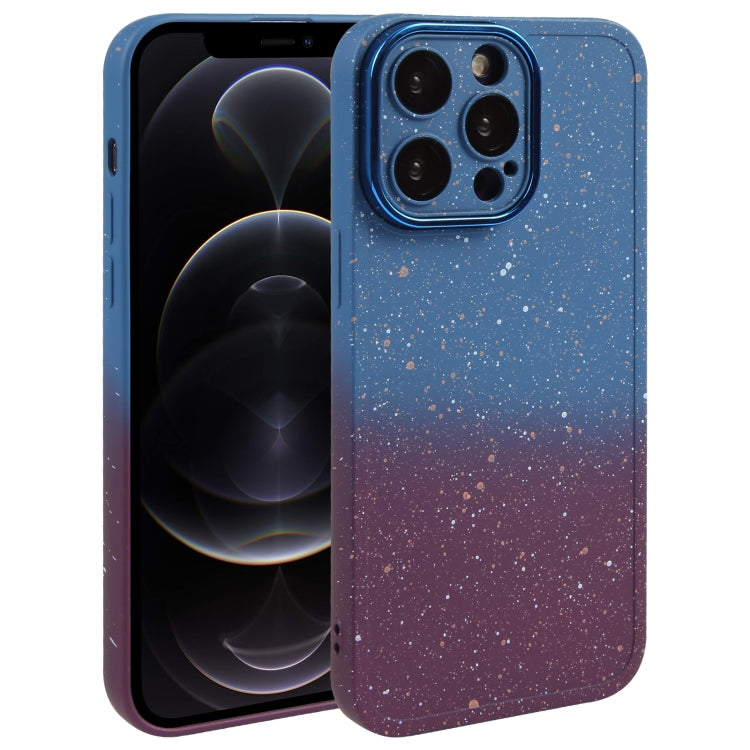 For iPhone 12 Pro Max Gradient Starry Silicone Phone Case with Lens Film(Blue Red) - free shipping - PMC TechLife - Order now!