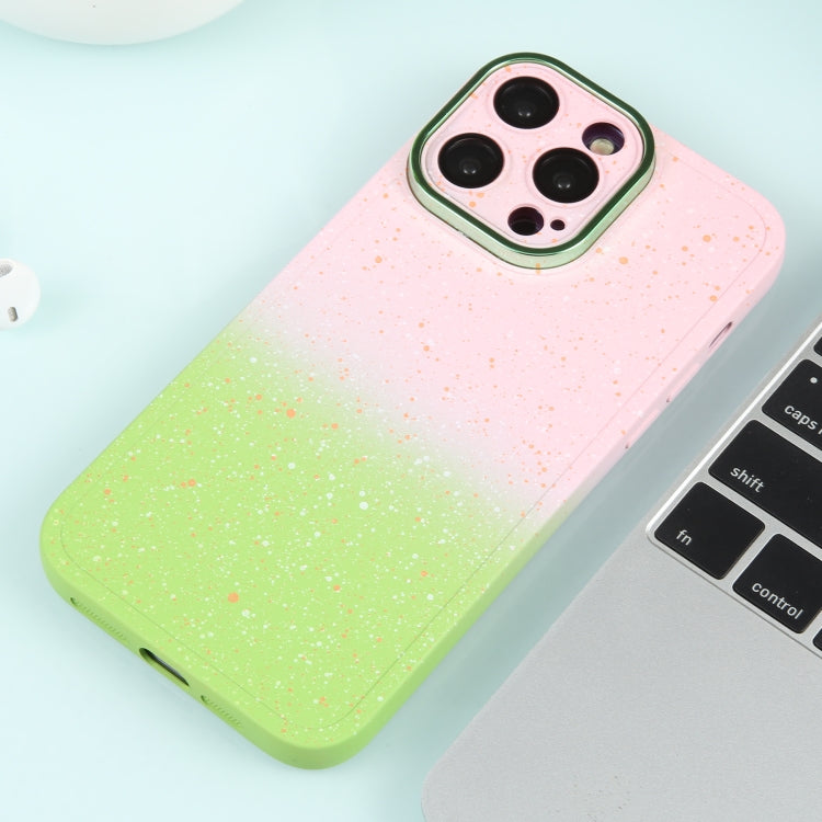 For iPhone 13 Pro Gradient Starry Silicone Phone Case with Lens Film(Pink Green) - free shipping - PMC TechLife - Order now!