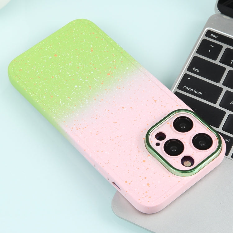 For iPhone 13 Pro Gradient Starry Silicone Phone Case with Lens Film(Pink Green) - free shipping - PMC TechLife - Order now!