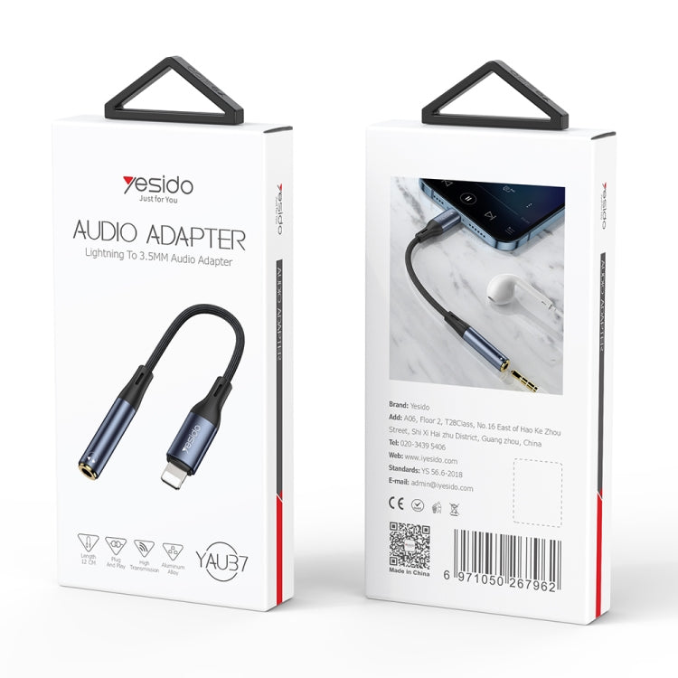 Yesido YAU37 8 Pin to 3.5mm Female Audio Adapter(Black) - free shipping - PMC TechLife - Order now!