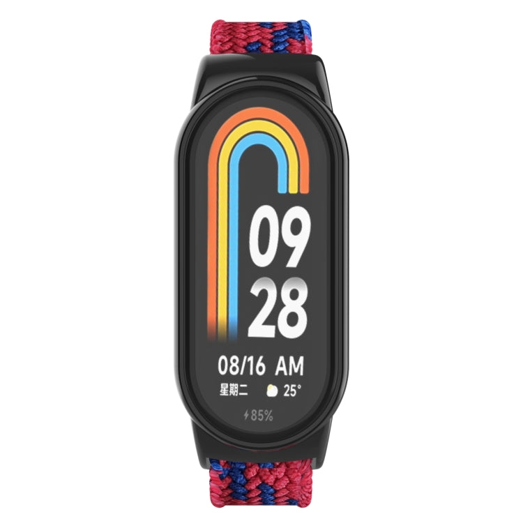 For Xiaomi Mi Band 8 Metal Head + Adjustable Nylon Braided Steel Buckle Watch Band(Red Blue) - Watch Bands by PMC TechLife | Online Shopping South Africa | PMC TechLife