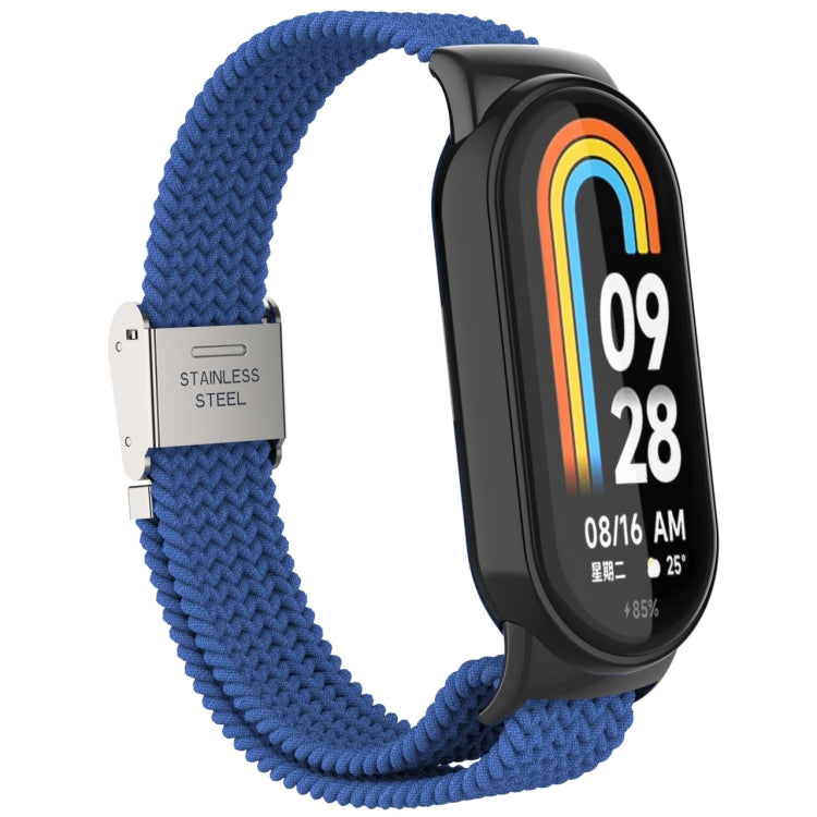 For Xiaomi Mi Band 8 Metal Head + Adjustable Nylon Braided Steel Buckle Watch Band(Cold Blue) - Watch Bands by PMC TechLife | Online Shopping South Africa | PMC TechLife