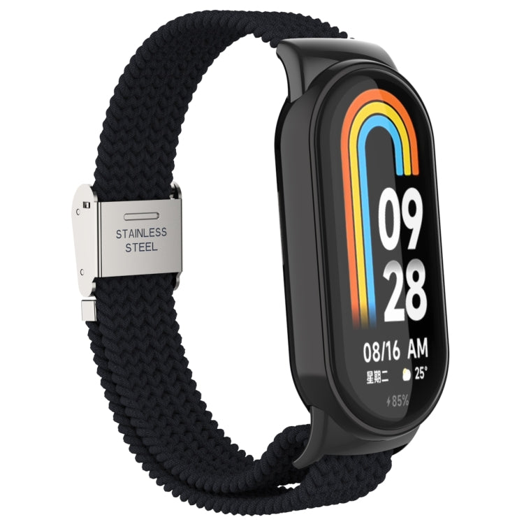 For Xiaomi Mi Band 8 Metal Head + Adjustable Nylon Braided Steel Buckle Watch Band(Black) - Watch Bands by PMC TechLife | Online Shopping South Africa | PMC TechLife