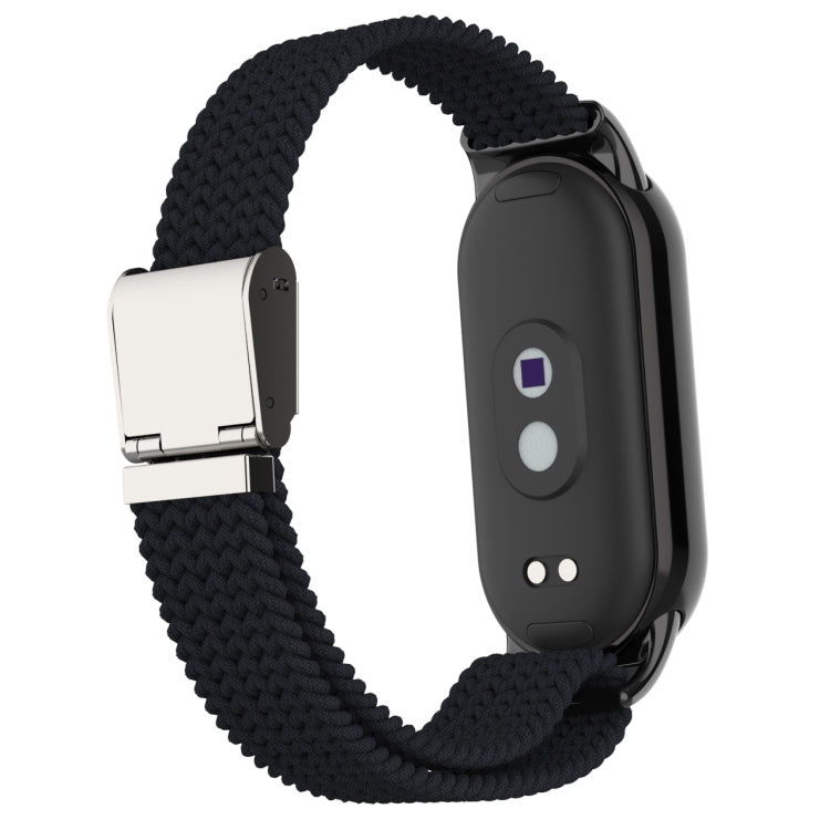 For Xiaomi Mi Band 8 Metal Head + Adjustable Nylon Braided Steel Buckle Watch Band(Black) - Watch Bands by PMC TechLife | Online Shopping South Africa | PMC TechLife