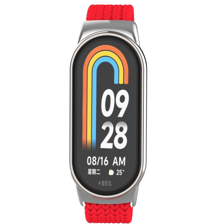For Xiaomi Mi Band 8 Metal Head + Adjustable Nylon Braided Steel Buckle Watch Band(Red) - Watch Bands by PMC TechLife | Online Shopping South Africa | PMC TechLife