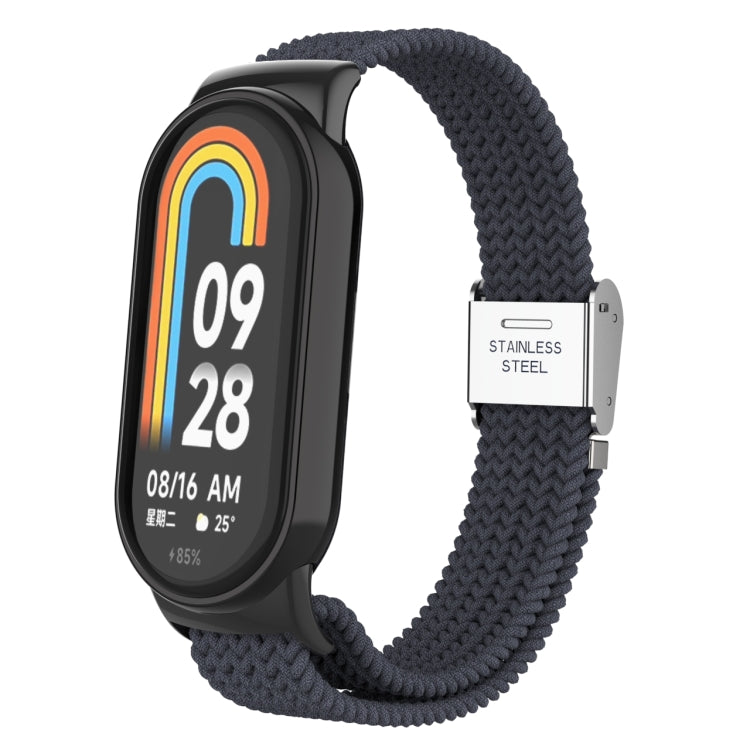 For Xiaomi Mi Band 8 Metal Head + Adjustable Nylon Braided Steel Buckle Watch Band(Charcoal) - Watch Bands by PMC TechLife | Online Shopping South Africa | PMC TechLife