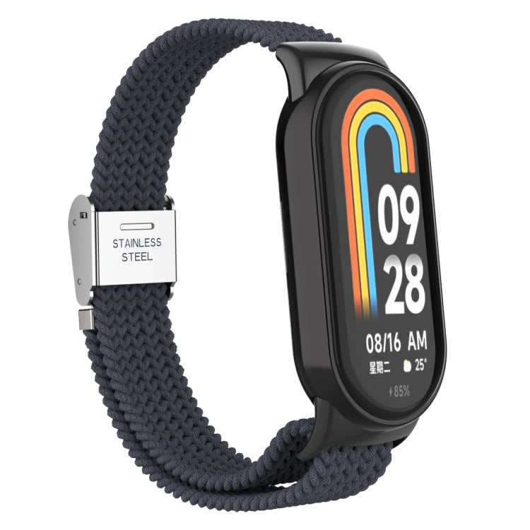 For Xiaomi Mi Band 8 Metal Head + Adjustable Nylon Braided Steel Buckle Watch Band(Charcoal) - Watch Bands by PMC TechLife | Online Shopping South Africa | PMC TechLife