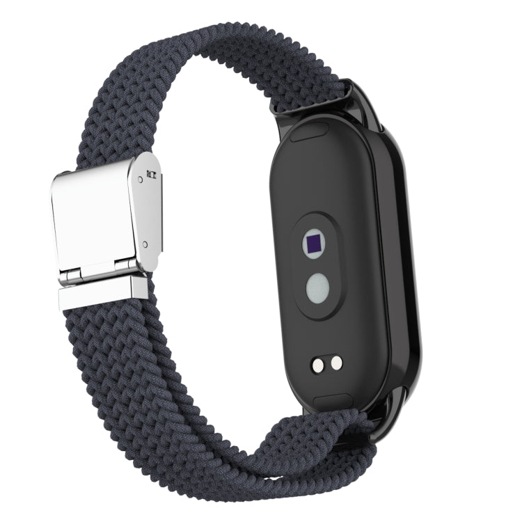 For Xiaomi Mi Band 8 Metal Head + Adjustable Nylon Braided Steel Buckle Watch Band(Charcoal) - Watch Bands by PMC TechLife | Online Shopping South Africa | PMC TechLife