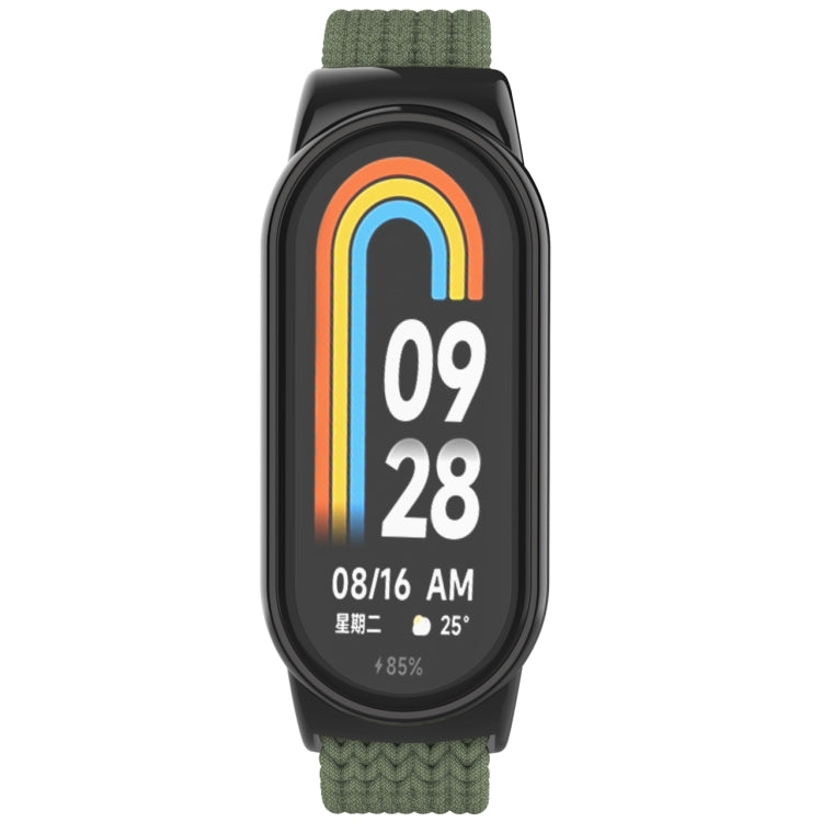 For Xiaomi Mi Band 8 Metal Head + Adjustable Nylon Braided Steel Buckle Watch Band(Dark Green) - Watch Bands by PMC TechLife | Online Shopping South Africa | PMC TechLife