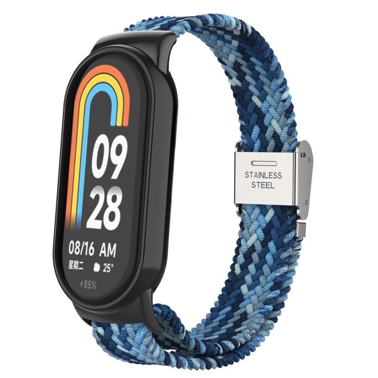 For Xiaomi Mi Band 8 Metal Head + Adjustable Nylon Braided Steel Buckle Watch Band(Navy Blue) - Watch Bands by PMC TechLife | Online Shopping South Africa | PMC TechLife