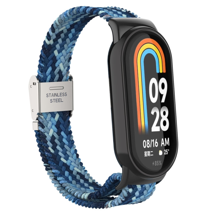 For Xiaomi Mi Band 8 Metal Head + Adjustable Nylon Braided Steel Buckle Watch Band(Navy Blue) - Watch Bands by PMC TechLife | Online Shopping South Africa | PMC TechLife