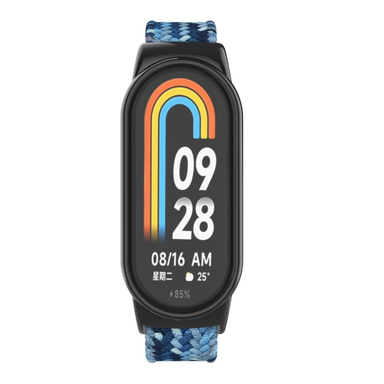 For Xiaomi Mi Band 8 Metal Head + Adjustable Nylon Braided Steel Buckle Watch Band(Navy Blue) - Watch Bands by PMC TechLife | Online Shopping South Africa | PMC TechLife