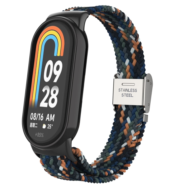 For Xiaomi Mi Band 8 Metal Head + Adjustable Nylon Braided Steel Buckle Watch Band(Denim) - Watch Bands by PMC TechLife | Online Shopping South Africa | PMC TechLife