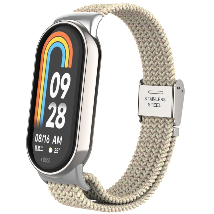 For Xiaomi Mi Band 8 Metal Head + Adjustable Nylon Braided Steel Buckle Watch Band(Starlight Color) - Watch Bands by PMC TechLife | Online Shopping South Africa | PMC TechLife