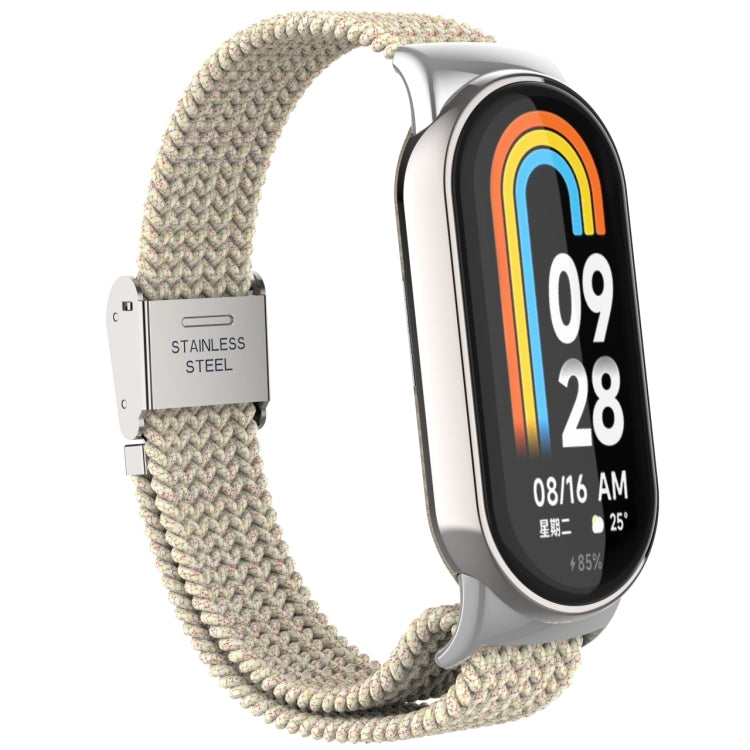 For Xiaomi Mi Band 8 Metal Head + Adjustable Nylon Braided Steel Buckle Watch Band(Starlight Color) - Watch Bands by PMC TechLife | Online Shopping South Africa | PMC TechLife