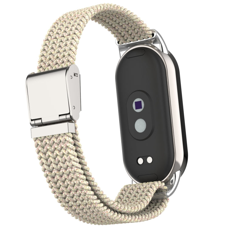 For Xiaomi Mi Band 8 Metal Head + Adjustable Nylon Braided Steel Buckle Watch Band(Starlight Color) - Watch Bands by PMC TechLife | Online Shopping South Africa | PMC TechLife