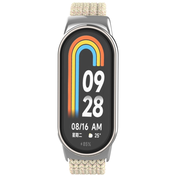 For Xiaomi Mi Band 8 Metal Head + Adjustable Nylon Braided Steel Buckle Watch Band(Starlight Color) - Watch Bands by PMC TechLife | Online Shopping South Africa | PMC TechLife