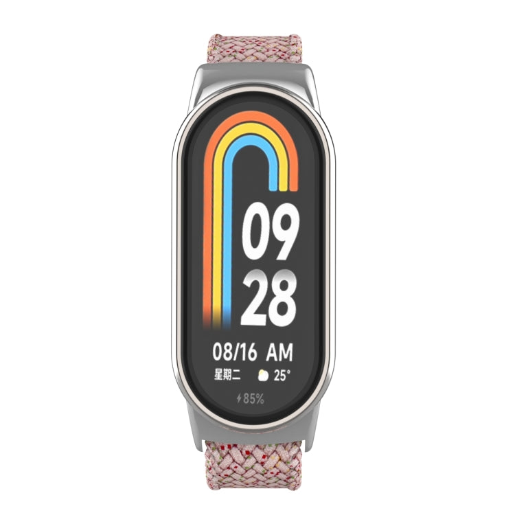 For Xiaomi Mi Band 8 Metal Head + Adjustable Nylon Braided Steel Buckle Watch Band(Starlight Pink) - Watch Bands by PMC TechLife | Online Shopping South Africa | PMC TechLife