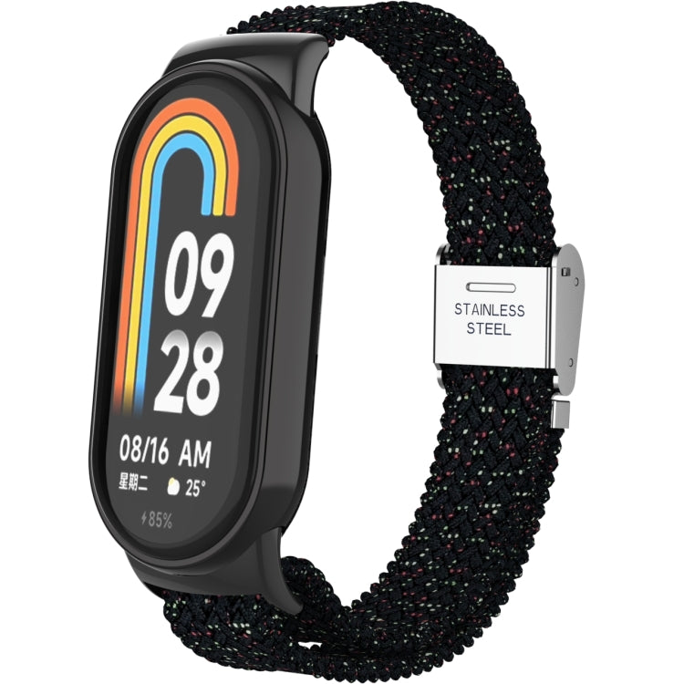 For Xiaomi Mi Band 8 Metal Head + Adjustable Nylon Braided Steel Buckle Watch Band(Starlight Black) - Watch Bands by PMC TechLife | Online Shopping South Africa | PMC TechLife