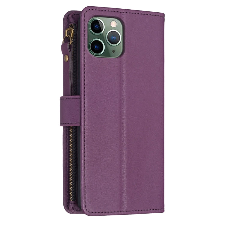 For iPhone 11 Pro 9 Card Slots Zipper Wallet Leather Flip Phone Case(Dark Purple) - free shipping - PMC TechLife - Order now!