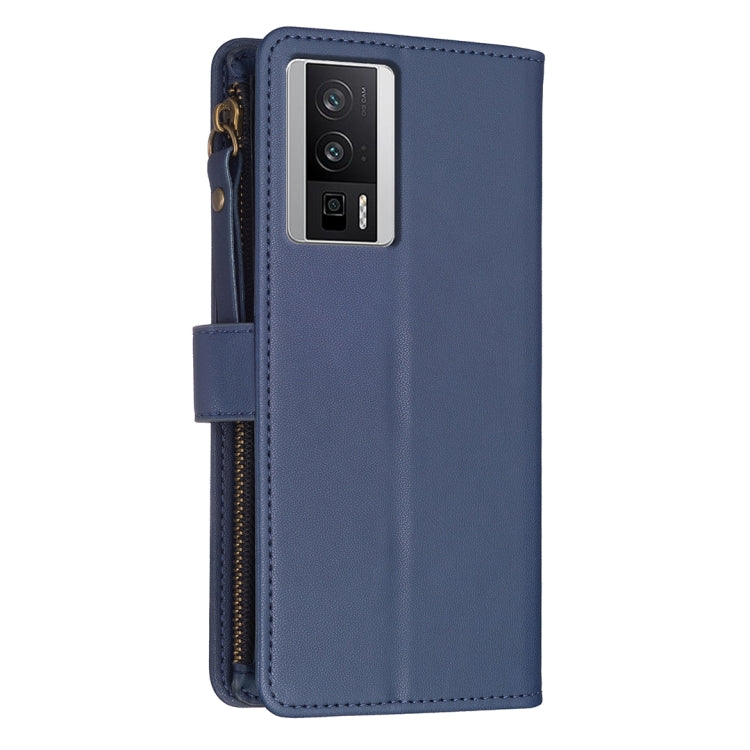 For Xiaomi Redmi K60 / K60 Pro 9 Card Slots Zipper Wallet Leather Flip Phone Case(Blue) - free shipping - PMC TechLife - Order now!