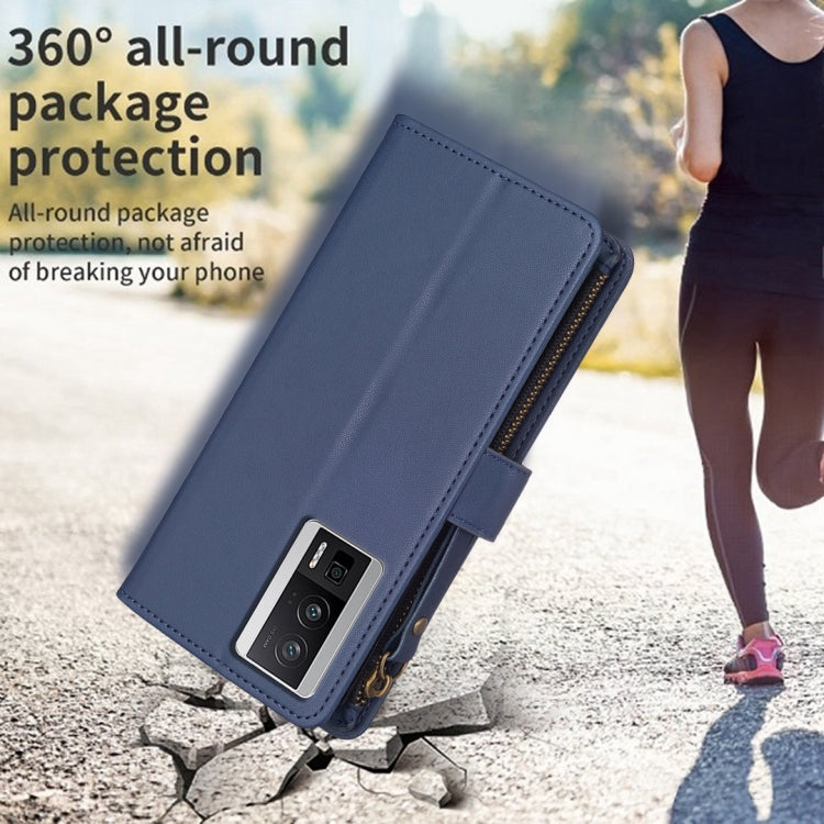 For Xiaomi Redmi K60 / K60 Pro 9 Card Slots Zipper Wallet Leather Flip Phone Case(Blue) - free shipping - PMC TechLife - Order now!