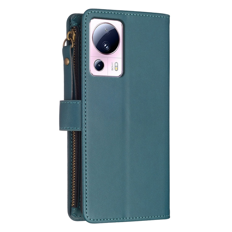 For Xiaomi 13 Lite 9 Card Slots Zipper Wallet Leather Flip Phone Case(Green) - free shipping - PMC TechLife - Order now!