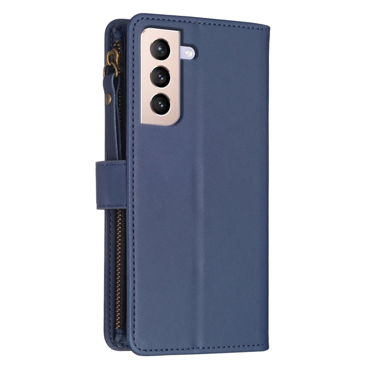 For Samsung Galaxy S21+ 5G 9 Card Slots Zipper Wallet Leather Flip Phone Case(Blue) - free shipping - PMC TechLife - Order now!