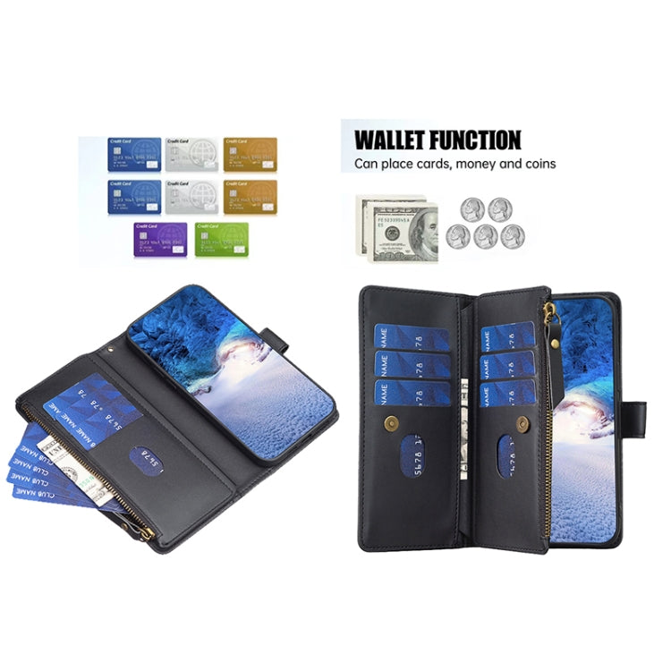 For Samsung Galaxy S21 Ultra 5G 9 Card Slots Zipper Wallet Leather Flip Phone Case(Black) - free shipping - PMC TechLife - Order now!