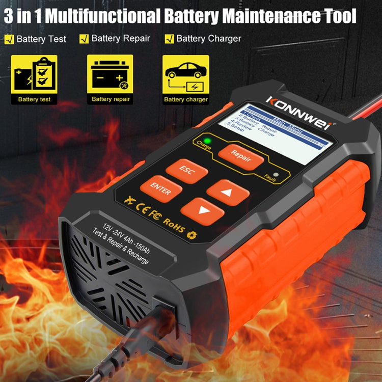 KONNWEI KW520 12V / 24V 3 in 1 Car Battery Tester with Detection & Repair & Charging Function(US Plug) - free shipping - PMC TechLife - Order now!