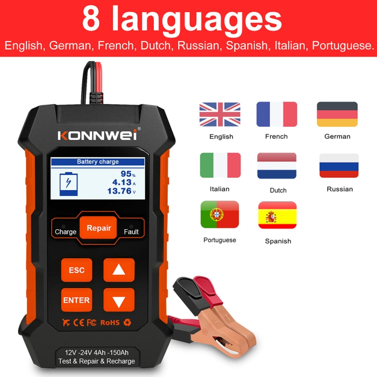 KONNWEI KW520 12V / 24V 3 in 1 Car Battery Tester with Detection & Repair & Charging Function(US Plug) - free shipping - PMC TechLife - Order now!