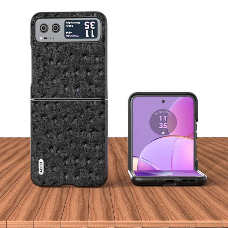 For Motorola Razr 40 ABEEL Genuine Leather Ostrich Texture Phone Case(Black) - free shipping - PMC TechLife - Order now!