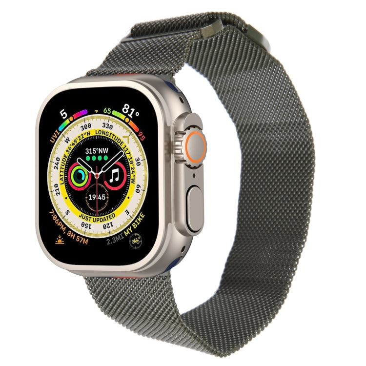 For Apple Watch Ultra 49mm Milanese Metal Magnetic Watch Band(Army Green) - Watch Bands by PMC TechLife | Online Shopping South Africa | PMC TechLife