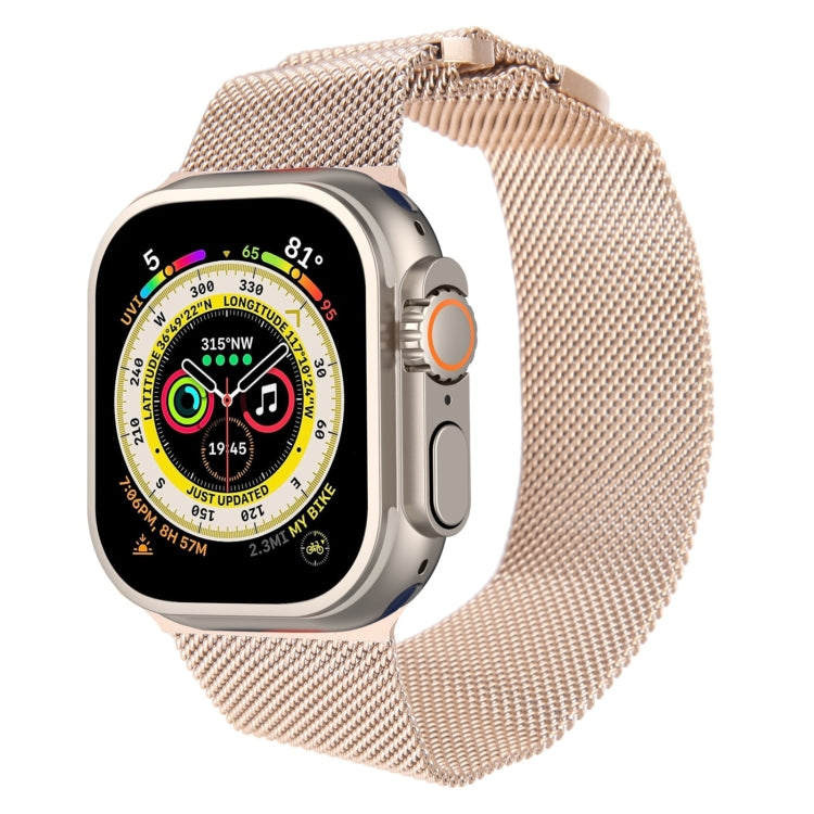 For Apple Watch Ultra 49mm Milanese Metal Magnetic Watch Band(Retro Gold) - Watch Bands by PMC TechLife | Online Shopping South Africa | PMC TechLife