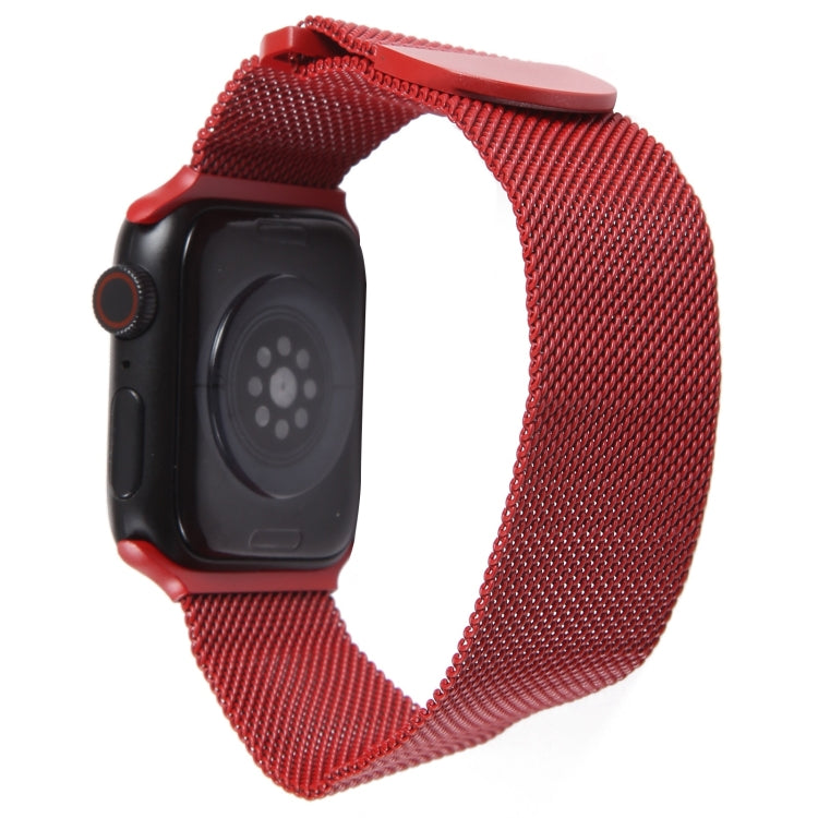For Apple Watch 42mm Milanese Metal Magnetic Watch Band(Red) - Watch Bands by PMC TechLife | Online Shopping South Africa | PMC TechLife