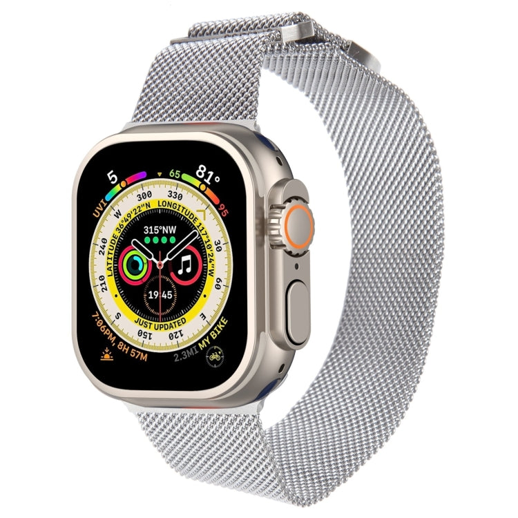 For Apple Watch 9 45mm Milanese Metal Magnetic Watch Band(Silver) - Watch Bands by PMC TechLife | Online Shopping South Africa | PMC TechLife