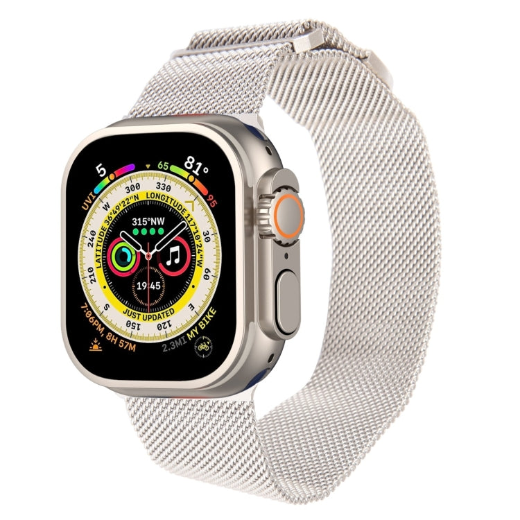 For Apple Watch 9 45mm Milanese Metal Magnetic Watch Band(Starlight) - Watch Bands by PMC TechLife | Online Shopping South Africa | PMC TechLife