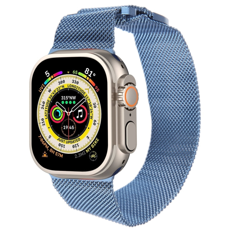 For Apple Watch 9 45mm Milanese Metal Magnetic Watch Band(Blue) - Watch Bands by PMC TechLife | Online Shopping South Africa | PMC TechLife