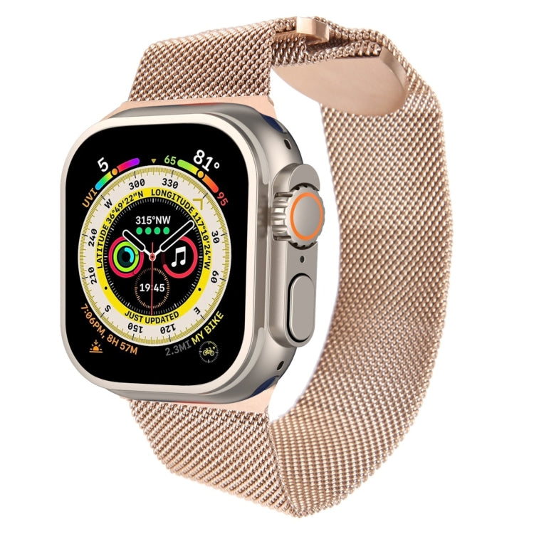 For Apple Watch 9 45mm Milanese Metal Magnetic Watch Band(Rose Gold) - Watch Bands by PMC TechLife | Online Shopping South Africa | PMC TechLife