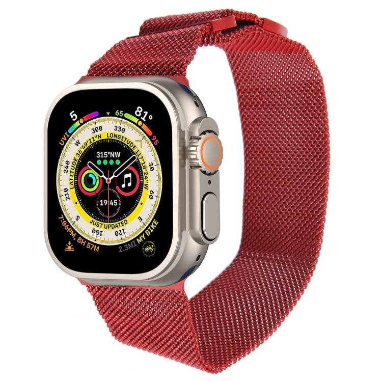 For Apple Watch 9 41mm Milanese Metal Magnetic Watch Band(Red) - Watch Bands by PMC TechLife | Online Shopping South Africa | PMC TechLife