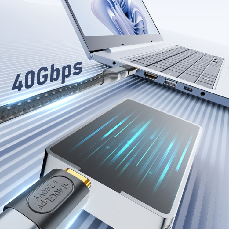 40Gbps 240W USB-C / Type-C Female to USB-C / Type-C Male 3D Bend Adapter(Black) - Cable & Adapters by PMC TechLife | Online Shopping South Africa | PMC TechLife | Buy Now Pay Later Mobicred