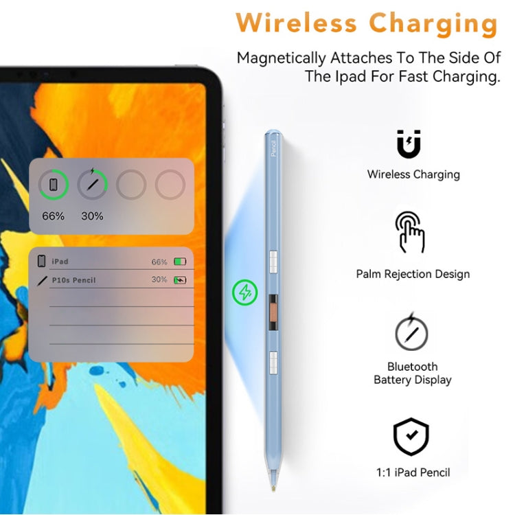 P10s Transparent Case Wireless Charging Stylus Pen for iPad 2018 or Later(Green) - Stylus Pen by PMC TechLife | Online Shopping South Africa | PMC TechLife | Buy Now Pay Later Mobicred