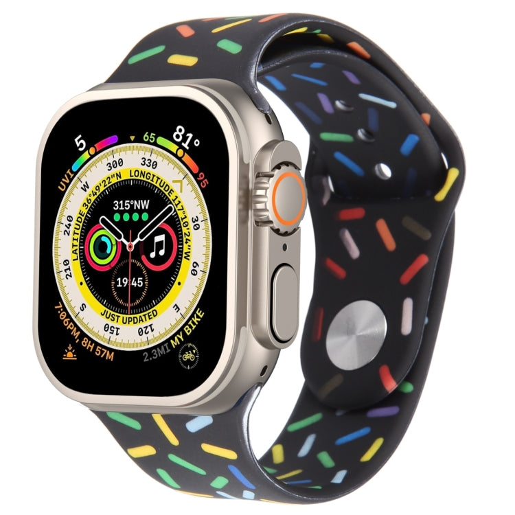 Rainbow Raindrops Silicone Watch Band For Apple Watch Ultra 49mm(Black) - Watch Bands by PMC TechLife | Online Shopping South Africa | PMC TechLife
