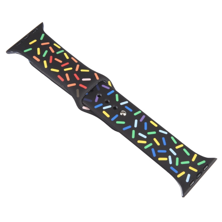 Rainbow Raindrops Silicone Watch Band For Apple Watch 8 45mm(Black) - Watch Bands by PMC TechLife | Online Shopping South Africa | PMC TechLife