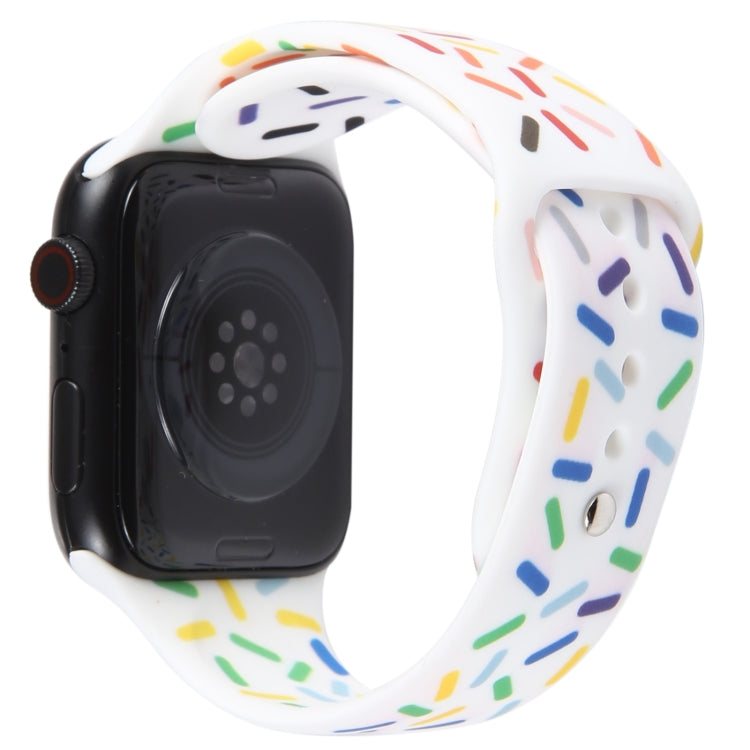 Rainbow Raindrops Silicone Watch Band For Apple Watch SE 2022 40mm(White) - Watch Bands by PMC TechLife | Online Shopping South Africa | PMC TechLife