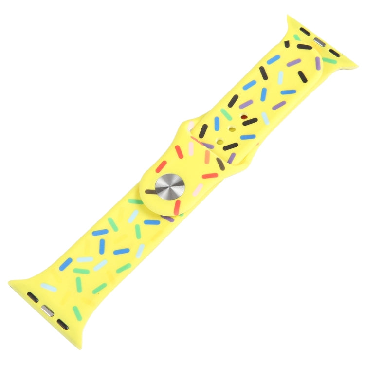 Rainbow Raindrops Silicone Watch Band For Apple Watch SE 2022 44mm(Yellow) - Watch Bands by PMC TechLife | Online Shopping South Africa | PMC TechLife