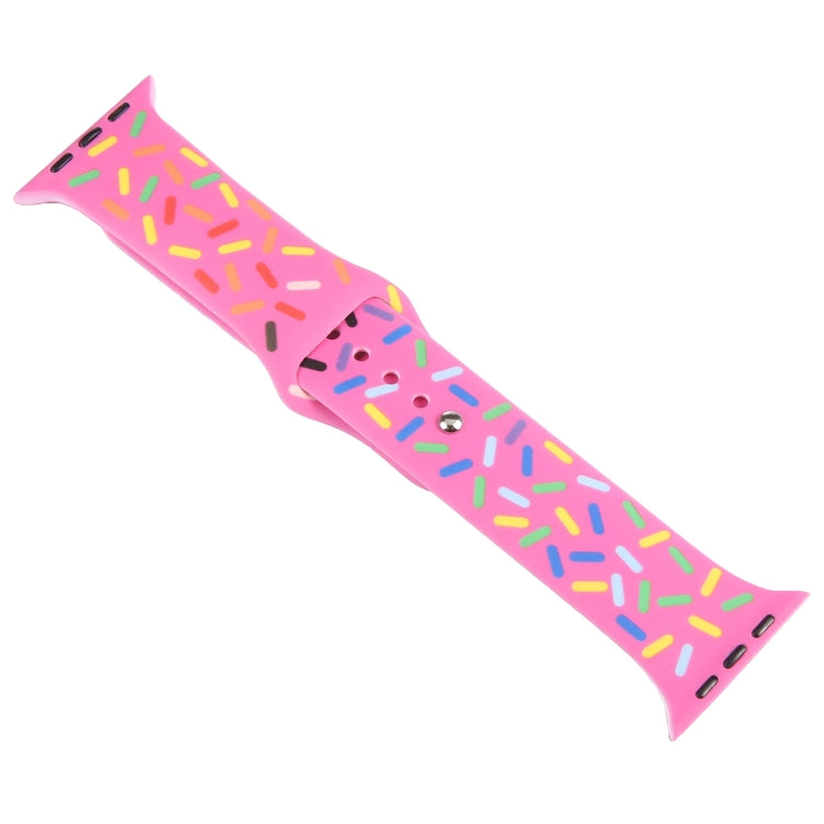 Rainbow Raindrops Silicone Watch Band For Apple Watch SE 2022 44mm(Rose Red) - Watch Bands by PMC TechLife | Online Shopping South Africa | PMC TechLife