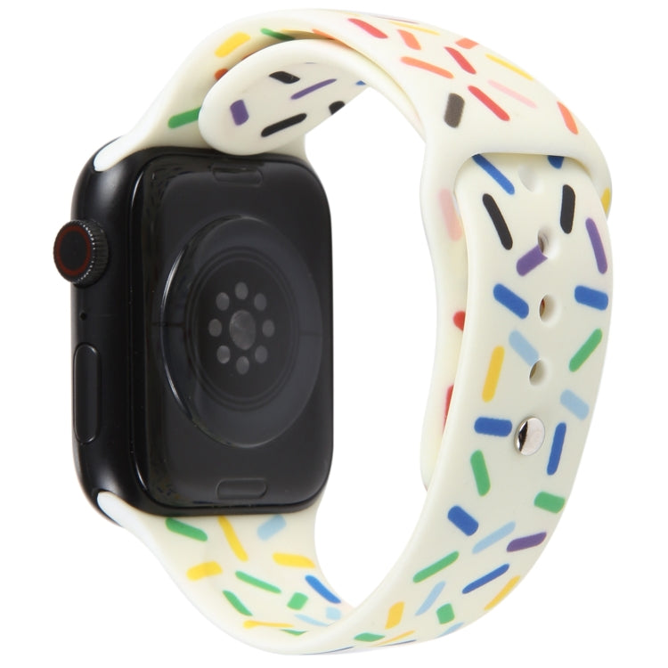 Rainbow Raindrops Silicone Watch Band For Apple Watch SE 2022 44mm(Beige) - Watch Bands by PMC TechLife | Online Shopping South Africa | PMC TechLife