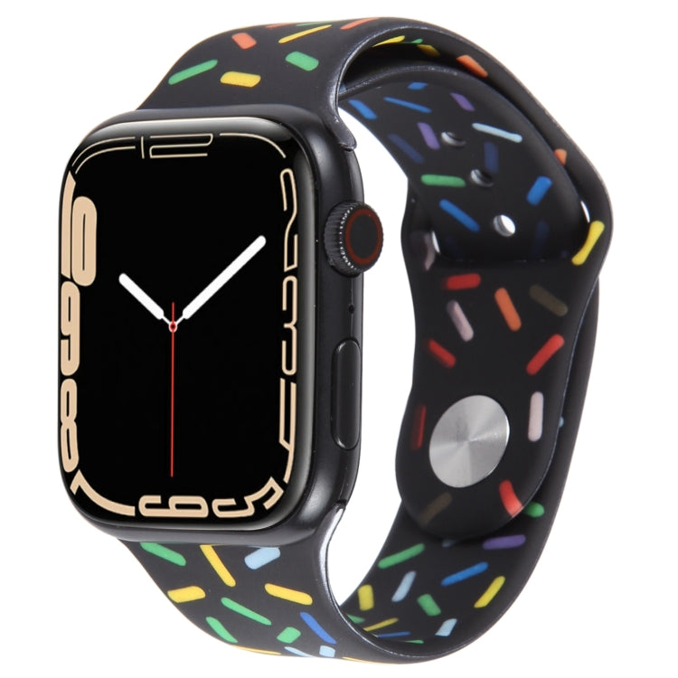 Rainbow Raindrops Silicone Watch Band For Apple Watch SE 40mm(Black) - Watch Bands by PMC TechLife | Online Shopping South Africa | PMC TechLife